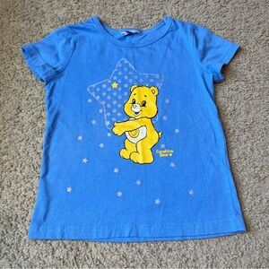 Girls Small Funshine Bear Tshirt Blue Yellow Sun Stars Pj Pyjama Shirt Top Care